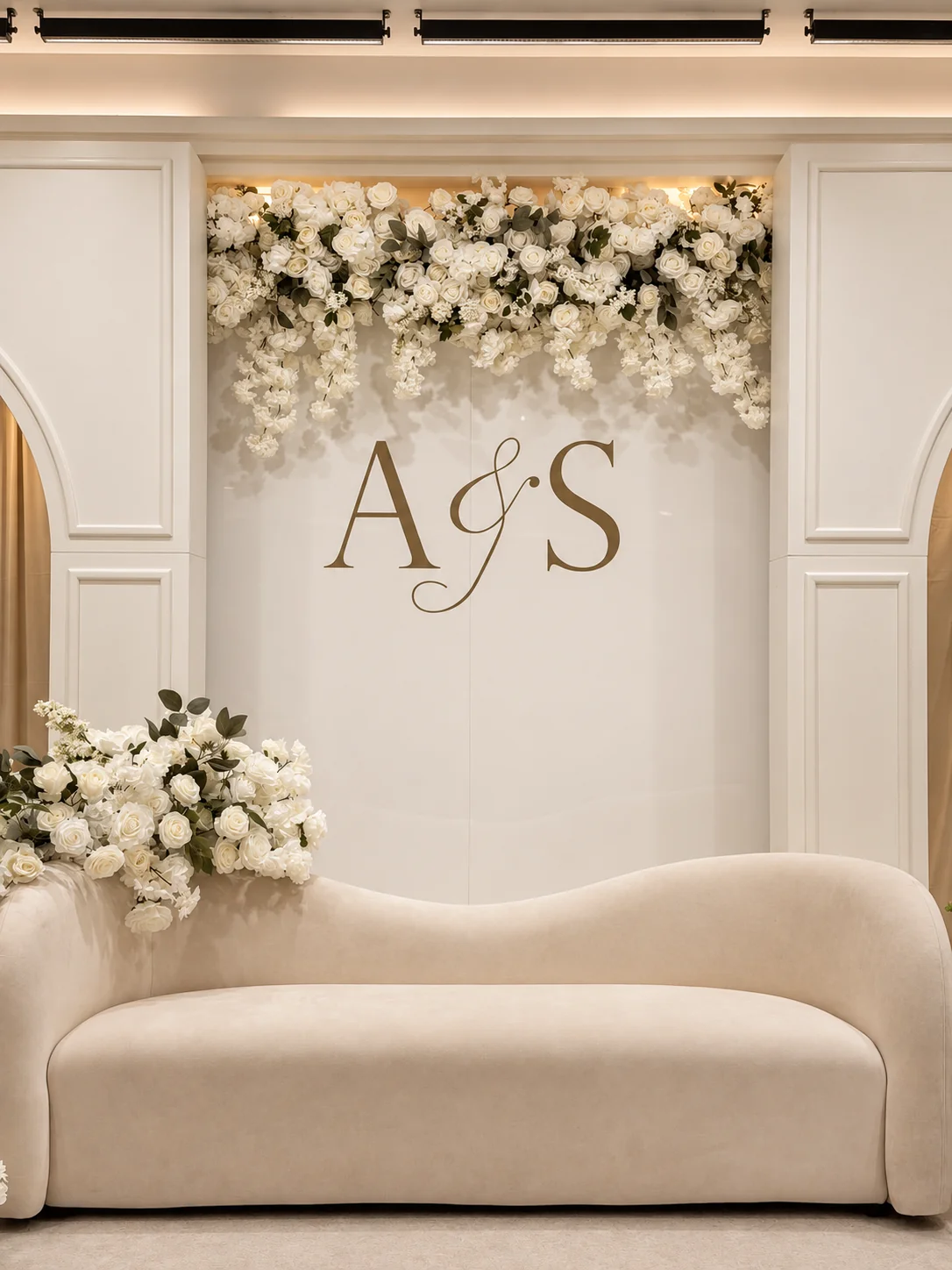 Personalised monogram on a floral wedding stage