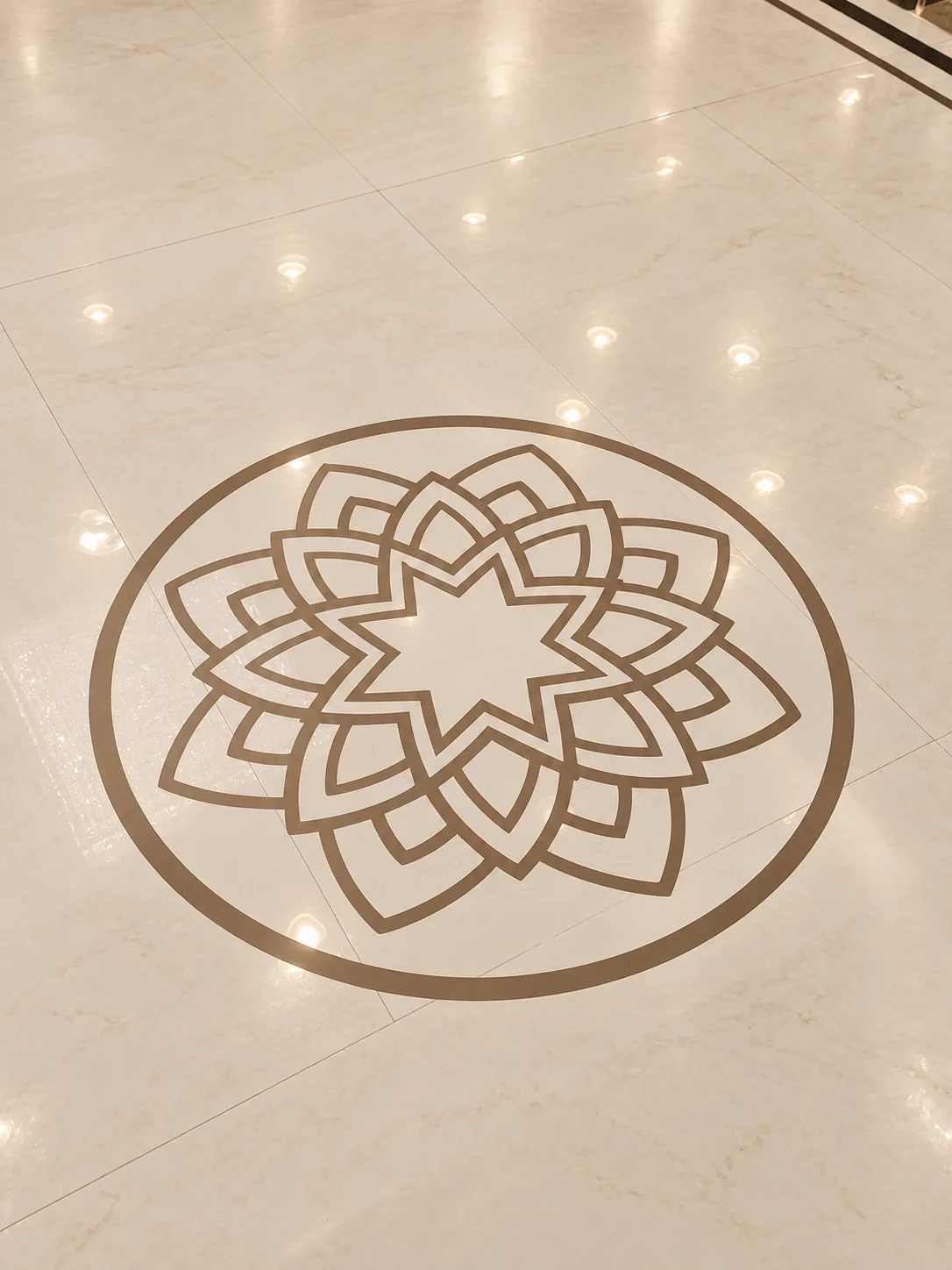 Dance floor detail in a taupe and ivory colour treatment